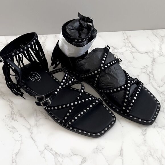 ⭕️ Ash Moon Black Studded Sandals with Edgy Design Suede 39 9 - Picture 3 of 7